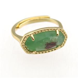 green Australian Chrysoprase Rings, gold plated, approx 7-14mm, 17mm dia