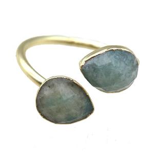 Amazonite Rings, gold plated, approx 8x10mm, 20mm dia