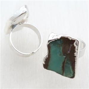 green Australian Chrysoprase Rings, silver plated, approx 20-35mm