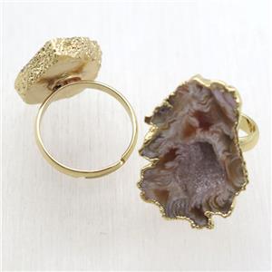 Agate Druzy Ring, gold plated, approx 20-35mm