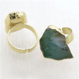 green Australian Chrysoprase Ring, gold plated, approx 20-35mm