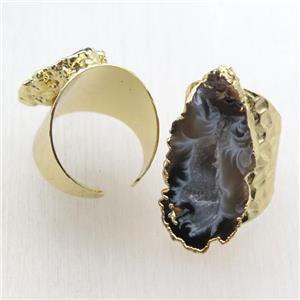 Agate Druzy Rings, gold plated, approx 20-35mm