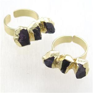 Amethyst Ring, gold plated, approx 20-30mm