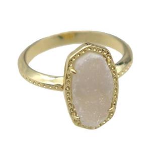 druzy agate ring, copper, gold plated, approx 8-14mm, 18mm dia