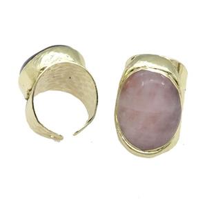 Copper Ring With Rose Quartz Gold Plated, approx 18-23mm, 20-30mm, 18mm dia