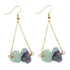 Multicolor Fluorite Hook Earring Gold Plated, approx 10-14mm