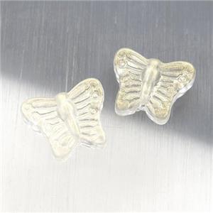 crystal glass butterfly beads, gold, approx 13-15mm
