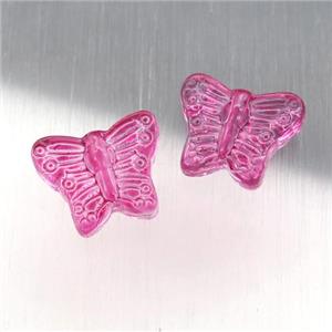 hotpink crystal glass butterfly beads, approx 13-15mm