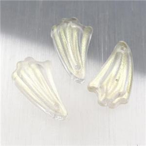 crystal glass petal beads, yellow, approx 11-20mm