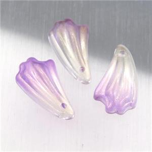 purple crystal glass petal beads, approx 11-20mm
