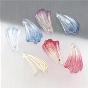 crystal glass petal beads, mixed color, approx 11-20mm