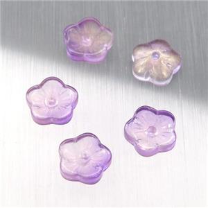 purple crystal glass capbeads, approx 8mm