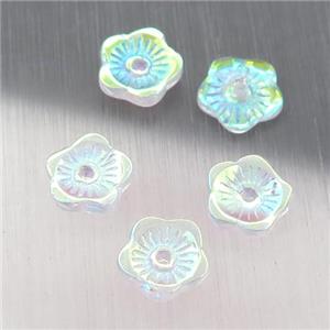 crystal glass capbeads, AB-color electroplated, approx 8mm