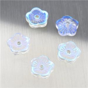 clear crystal glass capbeads, AB-color electroplated, approx 8mm