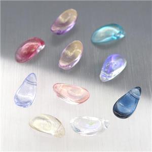 crystal glass petal beads, mixed color, approx 6-12mm