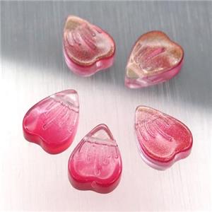 red crystal glass heart beads, approx 9-12mm