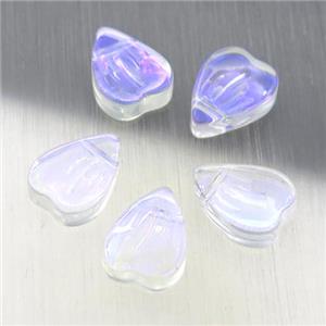 clear crystal glass heart beads, AB-color electroplated, approx 9-12mm