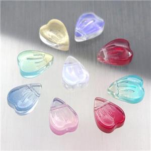 crystal glass heart beads, mixed color, approx 9-12mm