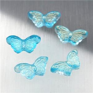 teal crystal glass butterfly beads, approx 8-15mm