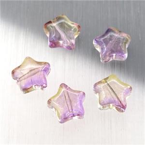 purple crystal glass star beads, approx 8mm