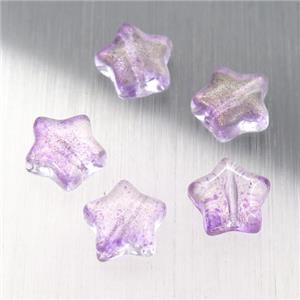 purple crystal glass star beads, approx 8mm