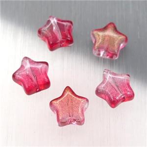 red crystal glass star beads, approx 8mm