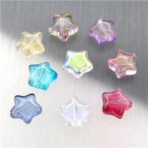 crystal glass star beads, mixed color, approx 8mm