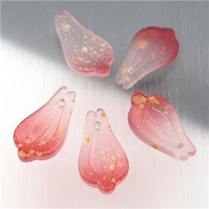 red matte jadeite glass petal beads, approx 10-19mm