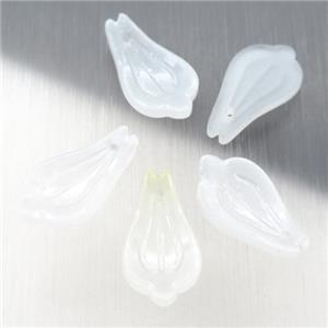 white matte jadeite glass petal beads, approx 10-19mm