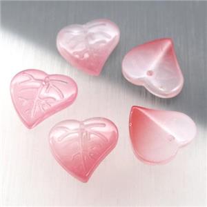 red jadeite glass leaf beads, approx 15mm