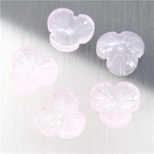 lt.pink jadeite glass clover beads, approx 12mm