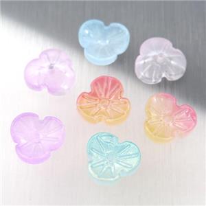 jadeite glass clover beads, mixed color, approx 12mm