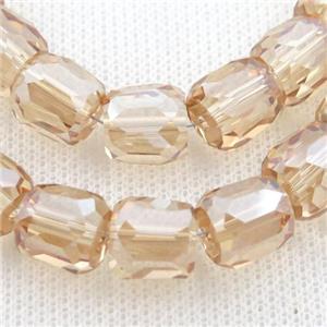 gold champagne Crystal Glass Beads, faceted barrel, approx 10mm, 50pcs per st