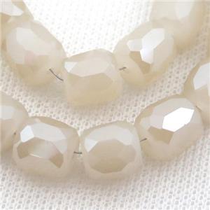 Jadeite Glass Beads, faceted barrel, approx 10mm, 50pcs per st