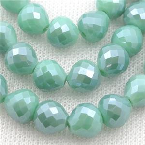 green Jadeite Glass Beads, faceted teardrop, approx 8mm, 70pcs per st