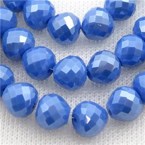 blue Jadeite Glass Beads, faceted teardrop, approx 8mm, 70pcs per st