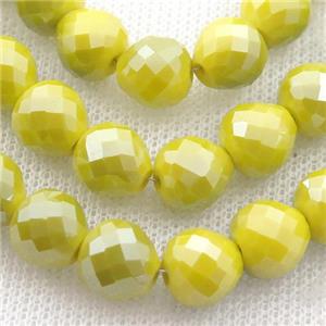 yellow Jadeite Glass Beads, faceted teardrop, approx 8mm, 70pcs per st