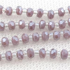 purple Jadeite Glass Beads, faceted rondelle, approx 4mm, 62cm length