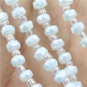 milk white Jadeite Glass Beads, faceted rondelle, approx 4mm, 62cm length