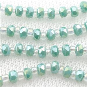 green Jadeite Glass Beads, faceted rondelle, approx 4mm, 62cm length