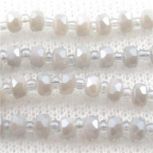 Jadeite Glass Beads, faceted rondelle, approx 4mm, 62cm length