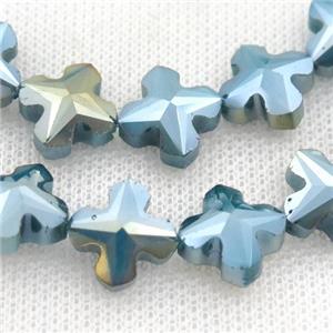 Crystal Glass cross Beads, approx 14mm, 50pcs per st