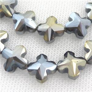 Crystal Glass cross Beads, approx 14mm, 50pcs per st