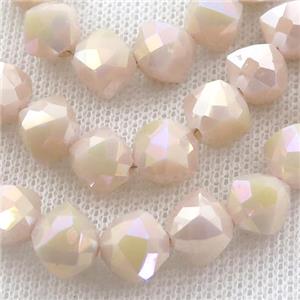 beige Jadeite Glass Beads, freeform, approx 9mm, 60pcs per st