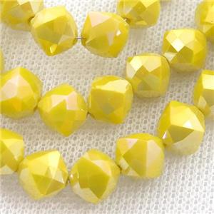yellow Jadeite Glass Beads, freeform, approx 9mm, 60pcs per st