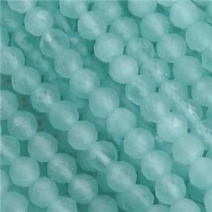 teal Cat eye stone Beads, faceted round, approx 3mm