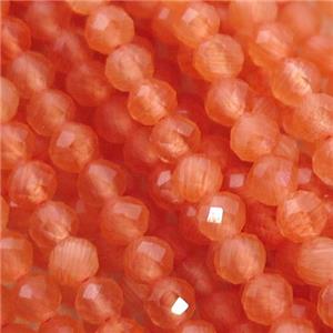 orange Cat eye stone Beads, faceted round, approx 3mm