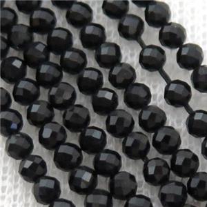 black tiny Cat eye stone Beads, faceted round, approx 3mm