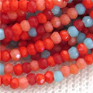 red Jadeite Glass beads, faceted rondelle, approx 2.5mm