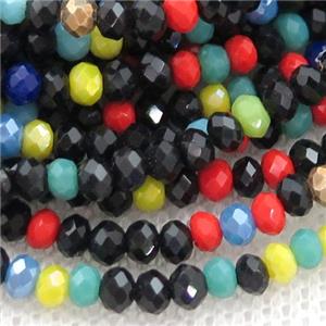Jadeite Glass beads, faceted rondelle, mixed, approx 3mm